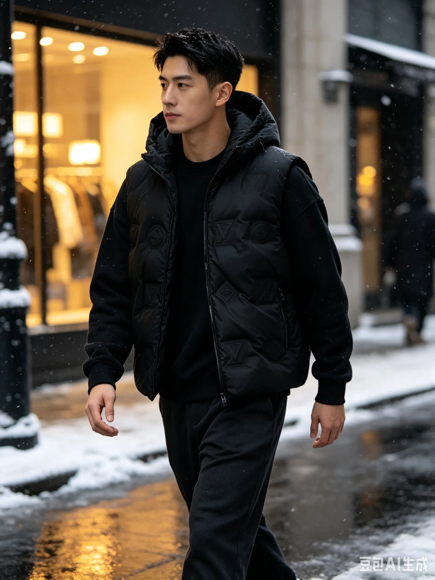 Louis Vuitton/Embossed Louis Vuitton Embossed Hooded Down Vest